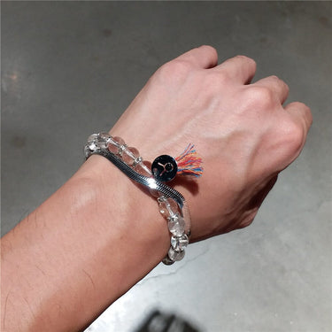 Clear Quartz & Stainless Steel 'AMPLIFY ENERGY' Zodiac Sign Charm Bracelet
